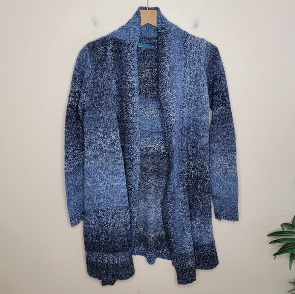 Prana Sweaters - Prana | Chunky Nubby Knit Blue Open Front Cardigan Sweater Shawl Collar Small